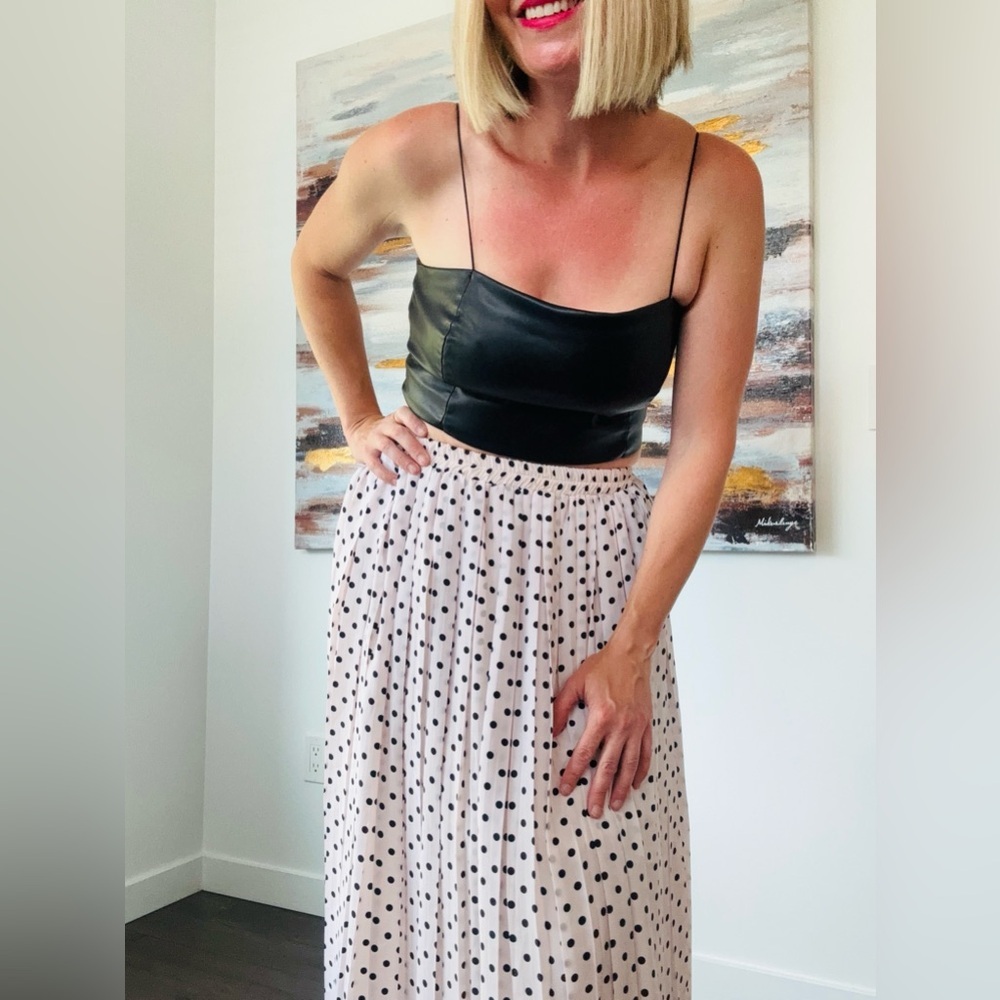 ZARA Black Faux Leather Crop Top